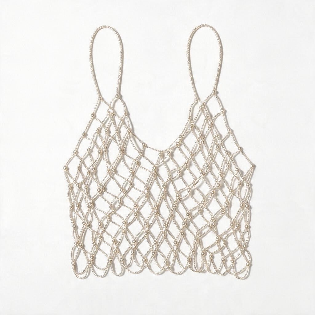 The Gilded Web | Expandable Beaded Mesh Camisole