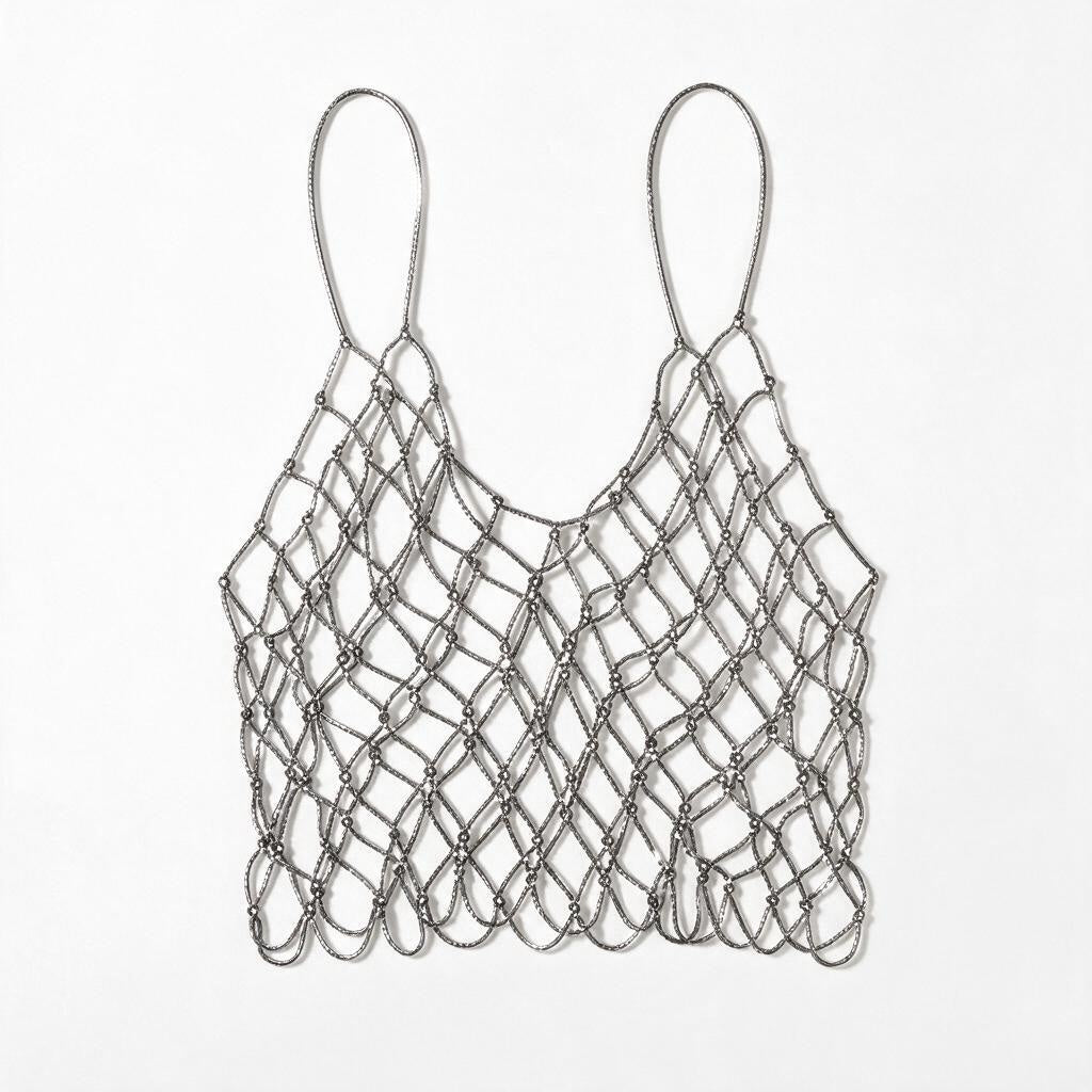 The Gilded Web | Expandable Beaded Mesh Camisole