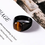 Trendy Black Stainless Steel Ring With Geometric Design