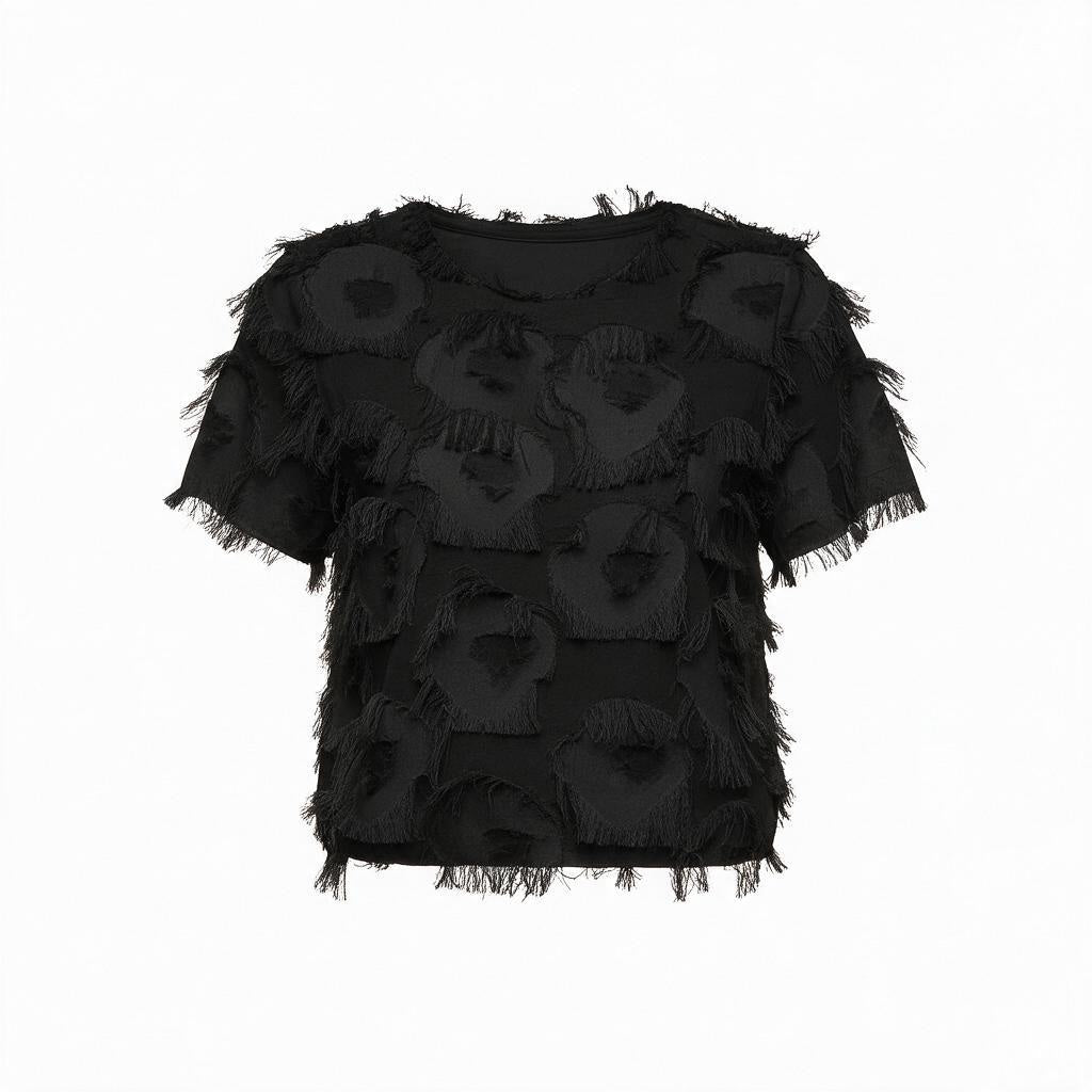 The Beautifully Unraveled | Fringed Textural T-Blouse