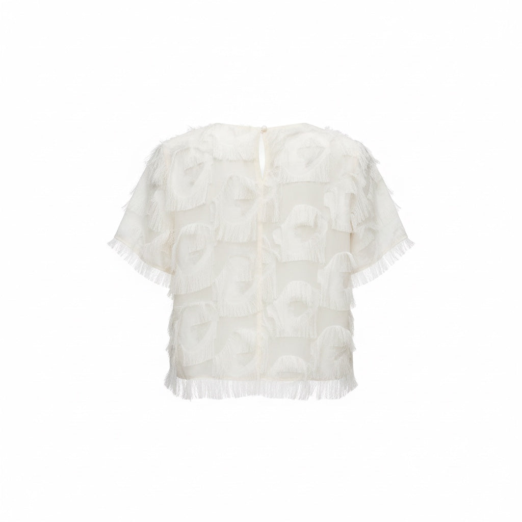 The Beautifully Unraveled | Fringed Textural T-Blouse