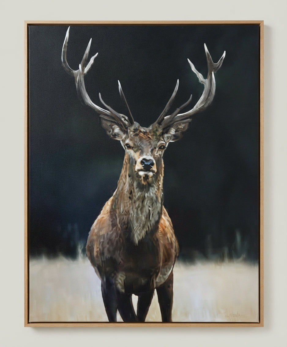 Visiting deer painting