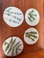 Coasters with plant imprints, Ceramic Handmade
