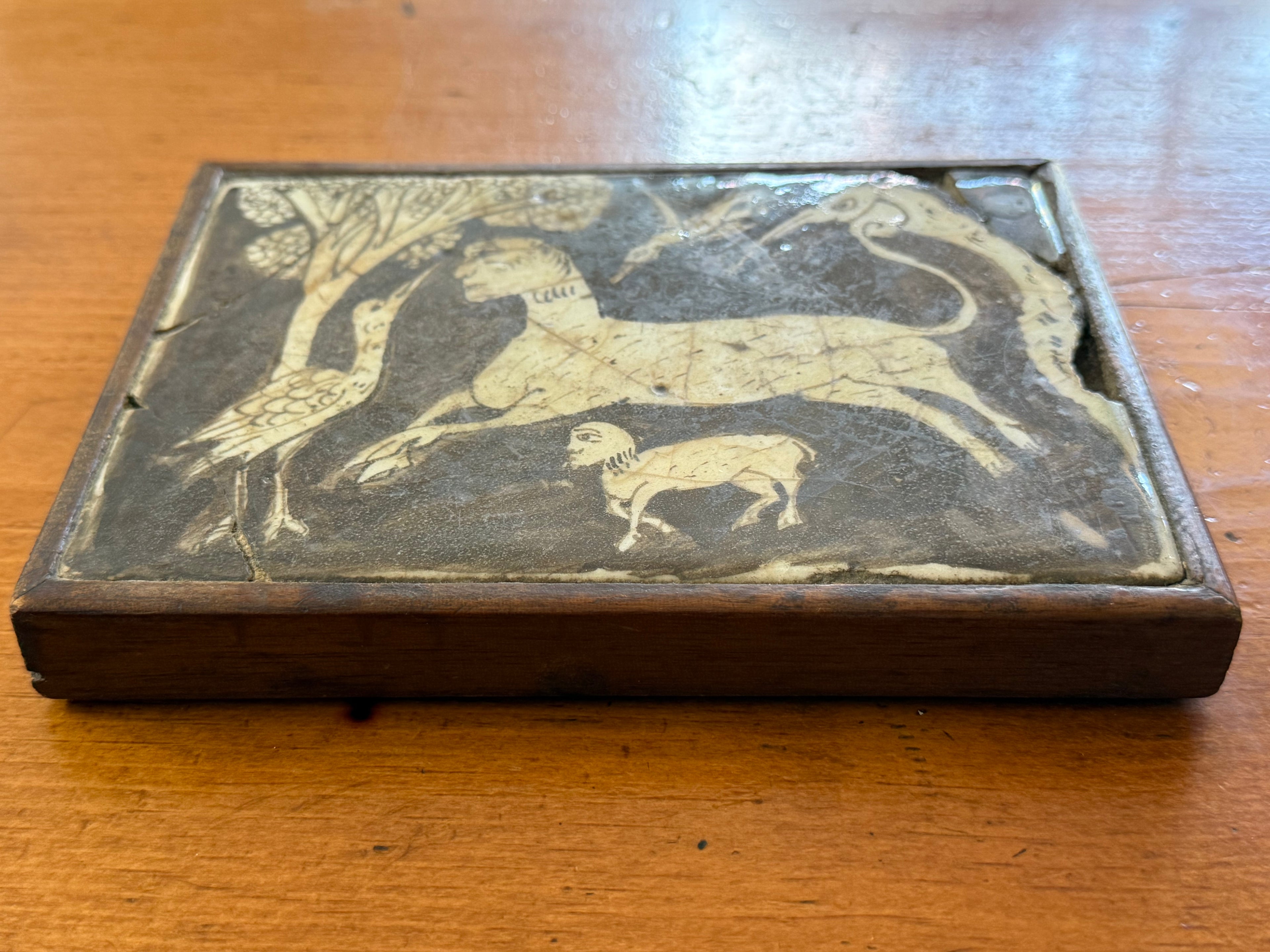 Rare 10th–12th Century Persian Sgraffito Ceramic Tile Fragment