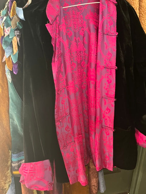 Black jacket with pink asian silk lining 