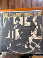 Vintage 1965 original mono pressing vinyl record jacket for The Rolling Stones, Now! on London Records, featuring a high-contrast black-and-white multi-panel photo collage of the band.