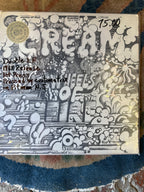 Vintage 1968 vinyl record cover for Cream's double album Wheels of Fire, featuring intricate black-and-white psychedelic illustration with ATCO Records stereo logo.