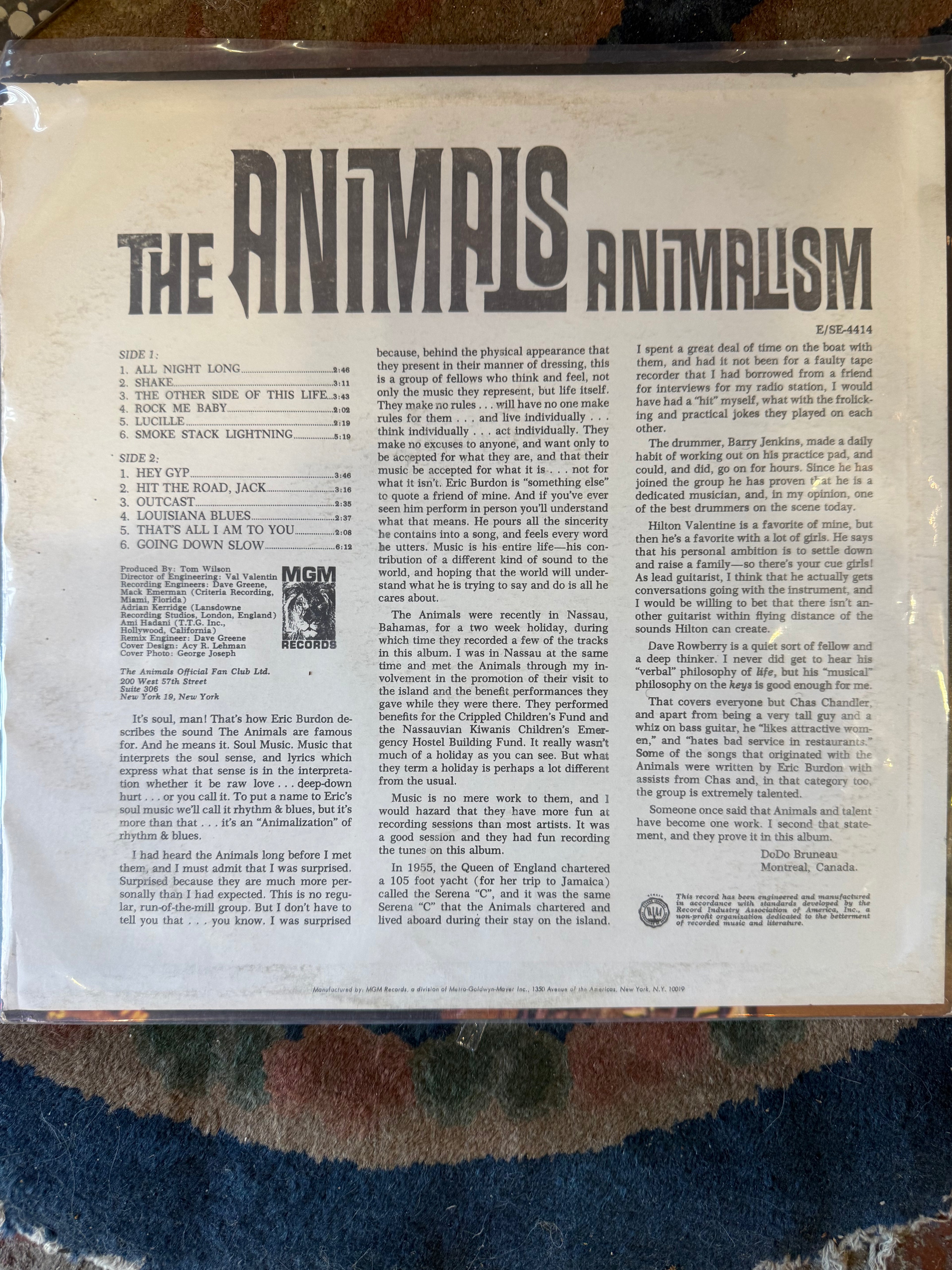 Shop the original 1966 stereo vinyl pressing of Animalism by The Animals (MGM SE-4414). Hard-hitting 1960s British Invasion blues-rock featuring "Shake," "Hey Gyp," and "Smoke Stack Lightning."