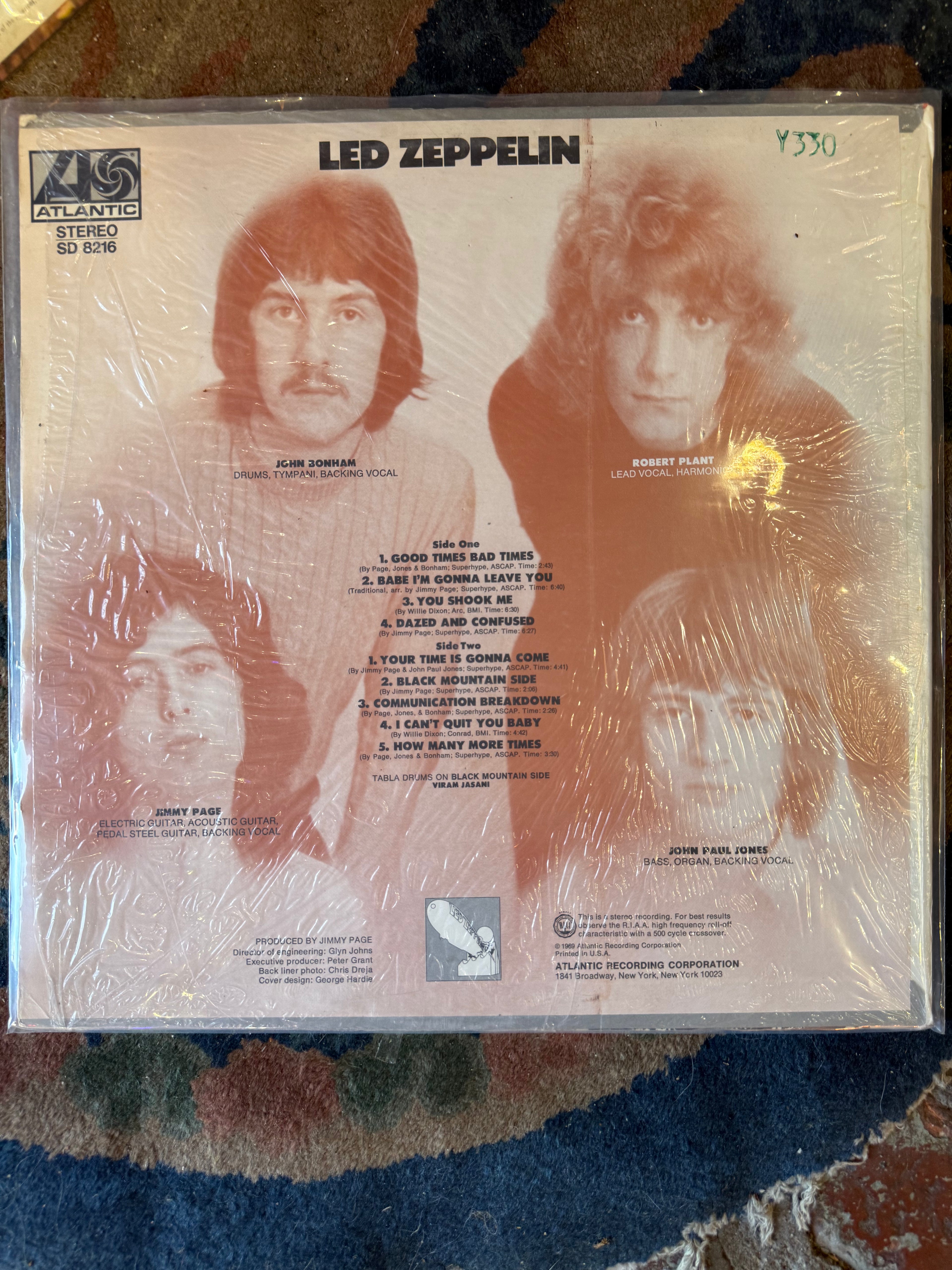 authentic vintage pressing of Led Zeppelin’s self-titled debut LP (Atlantic SD 8216). Presswell pressing mastered by Rob Grenell, featuring hard rock classics "Dazed and Confused" and "Communication Breakdown."
