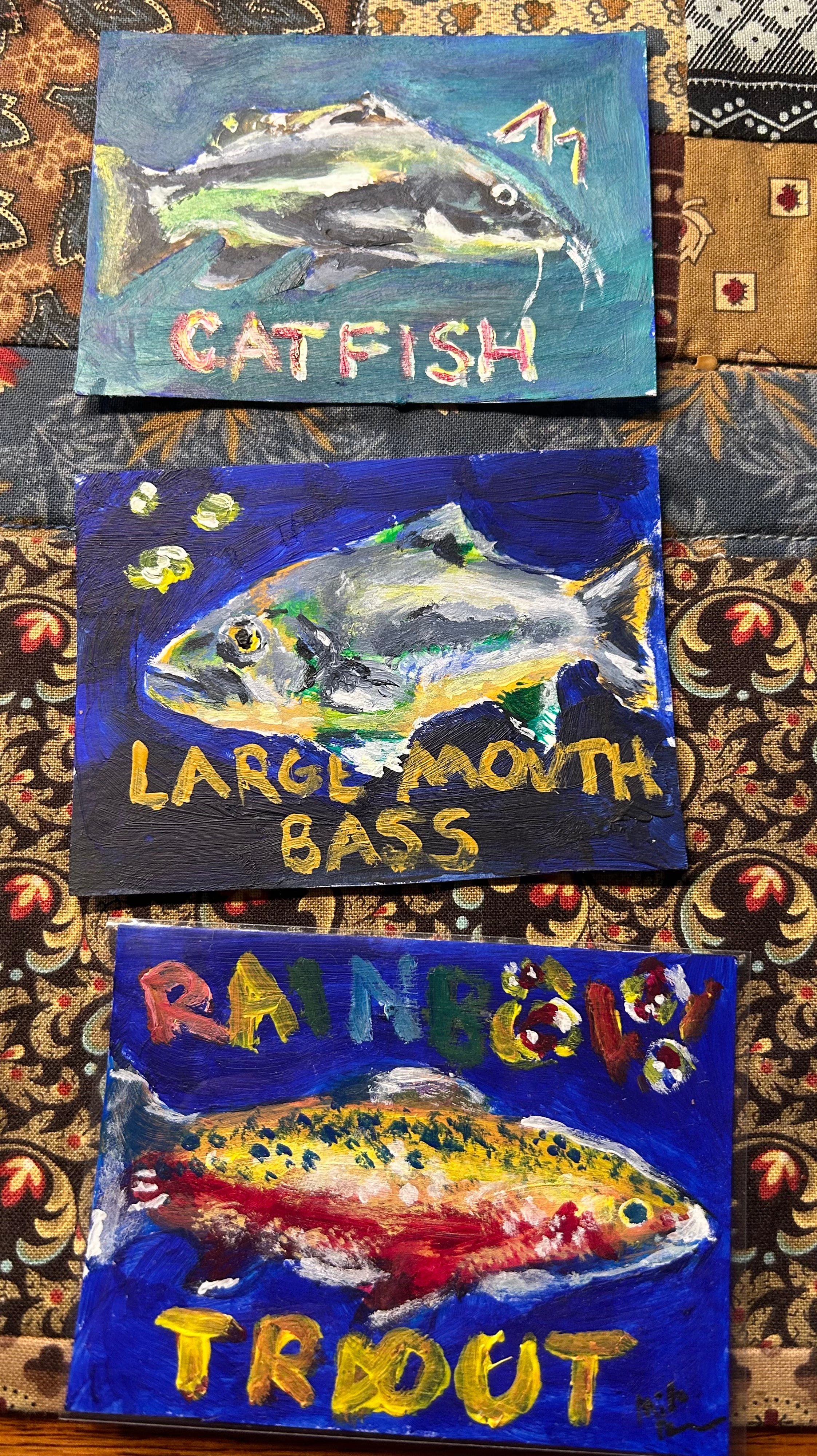 Original paintings of fish by Milo Brown
