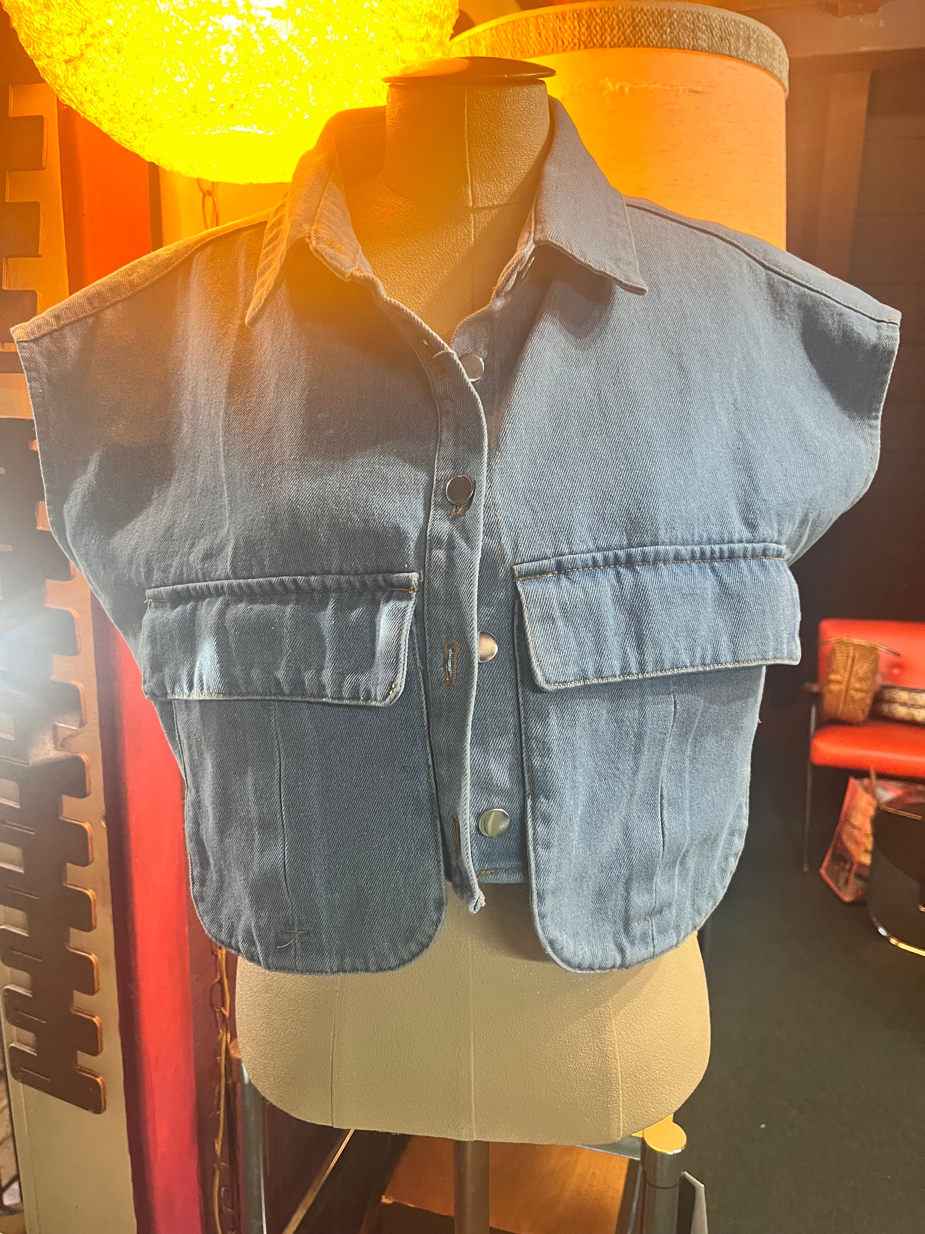 NWT- Cropped Denim Jacket or Vest