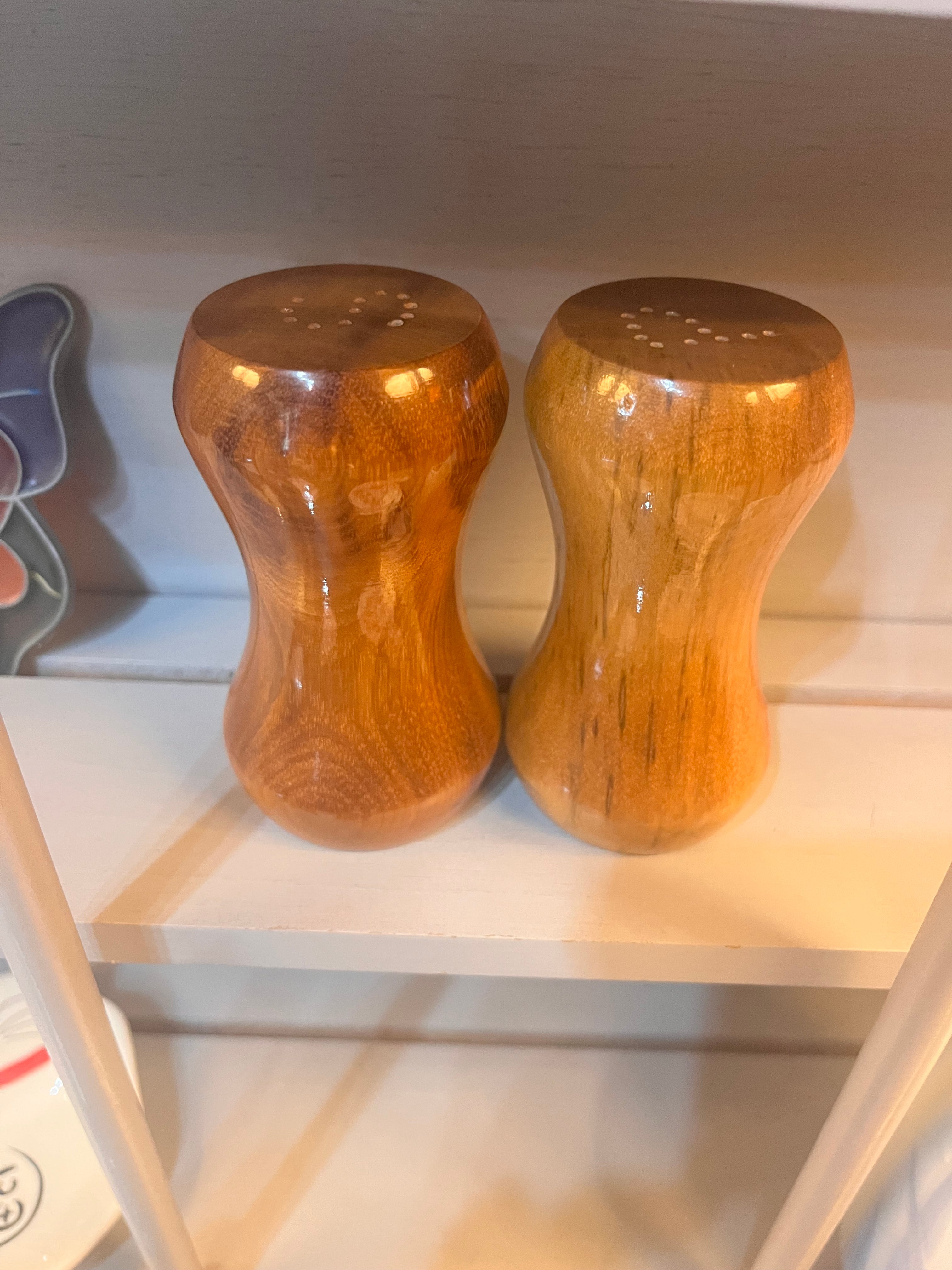Vintage Myrtle Wood Salt & Pepper Shakers