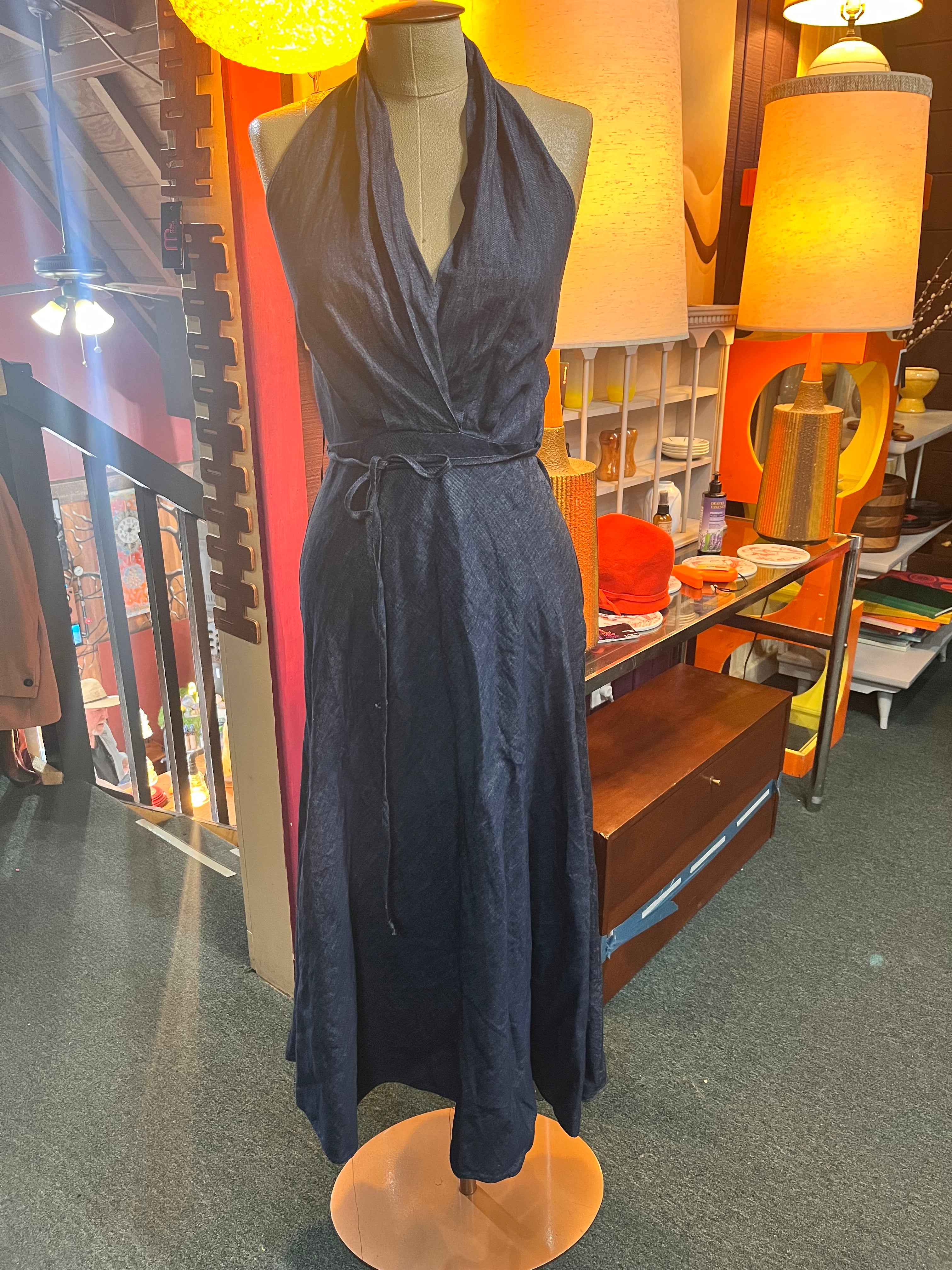 Retro Denim Halter Dress NWT- Zara