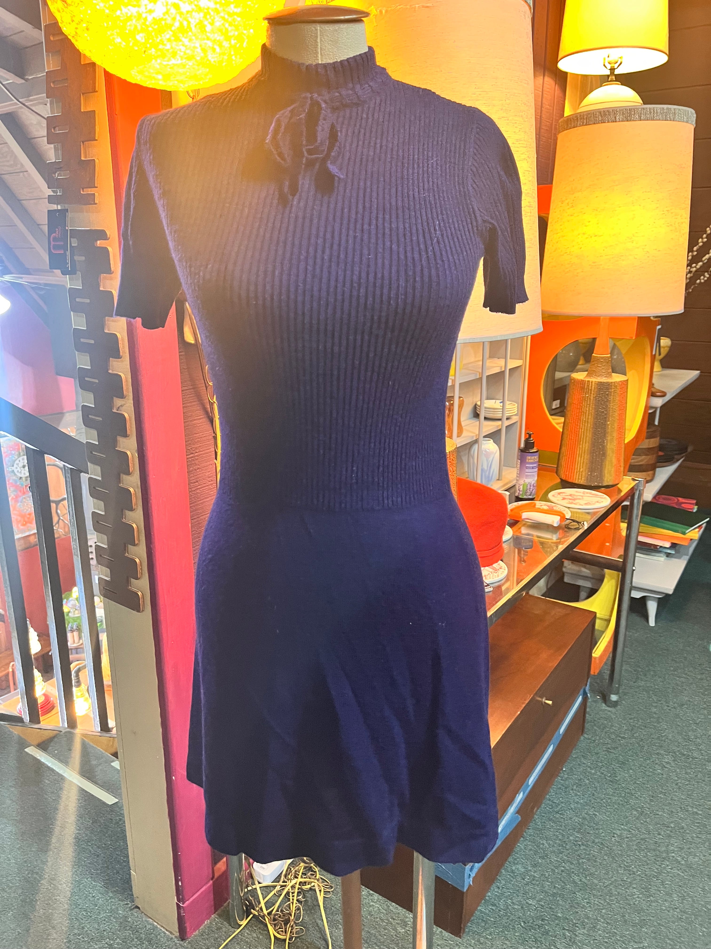 1960’s Knit Blue Mini Dress- Cupcakes