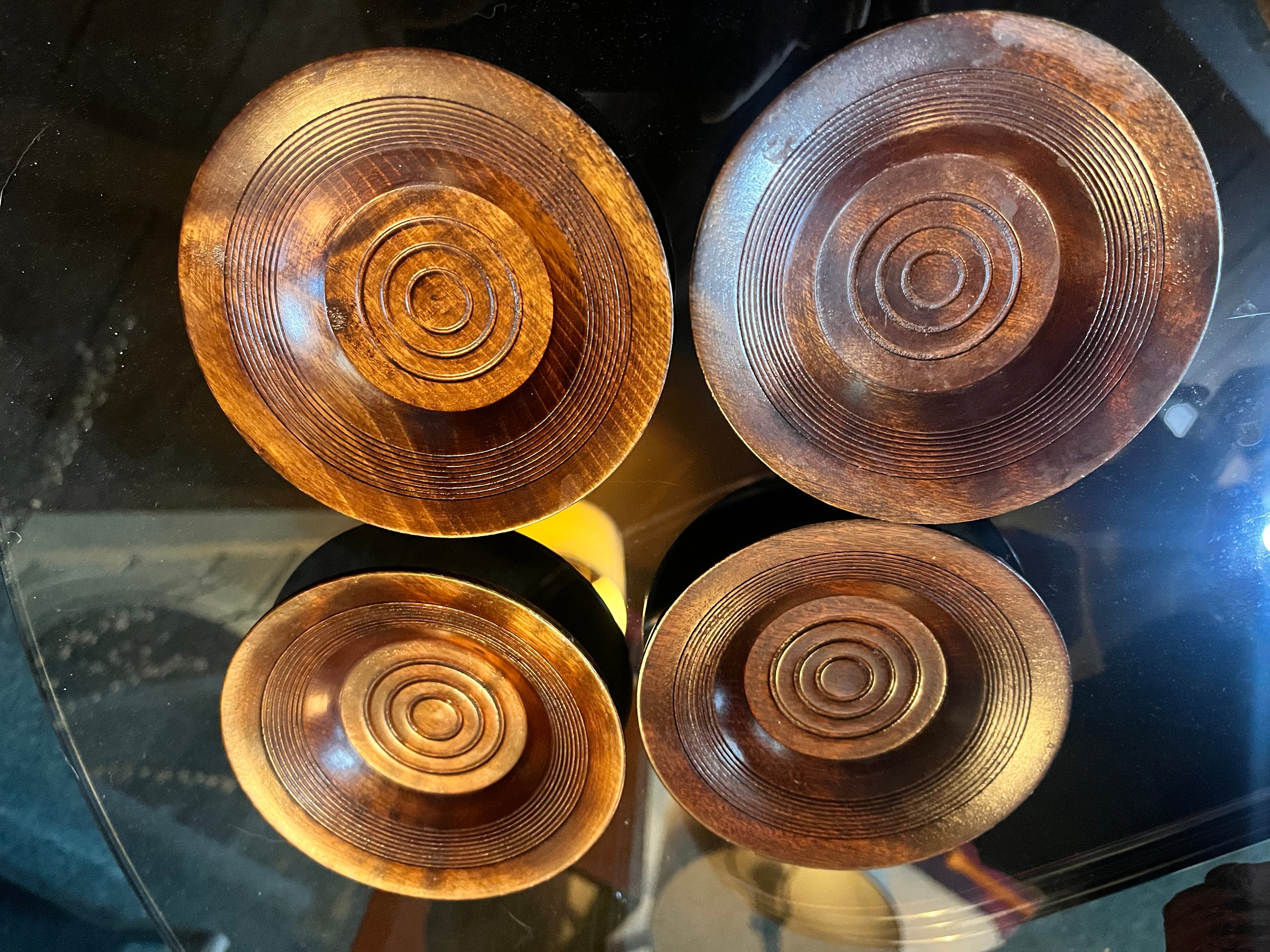 Vintage Japanese Wood Coasters-Set of 4