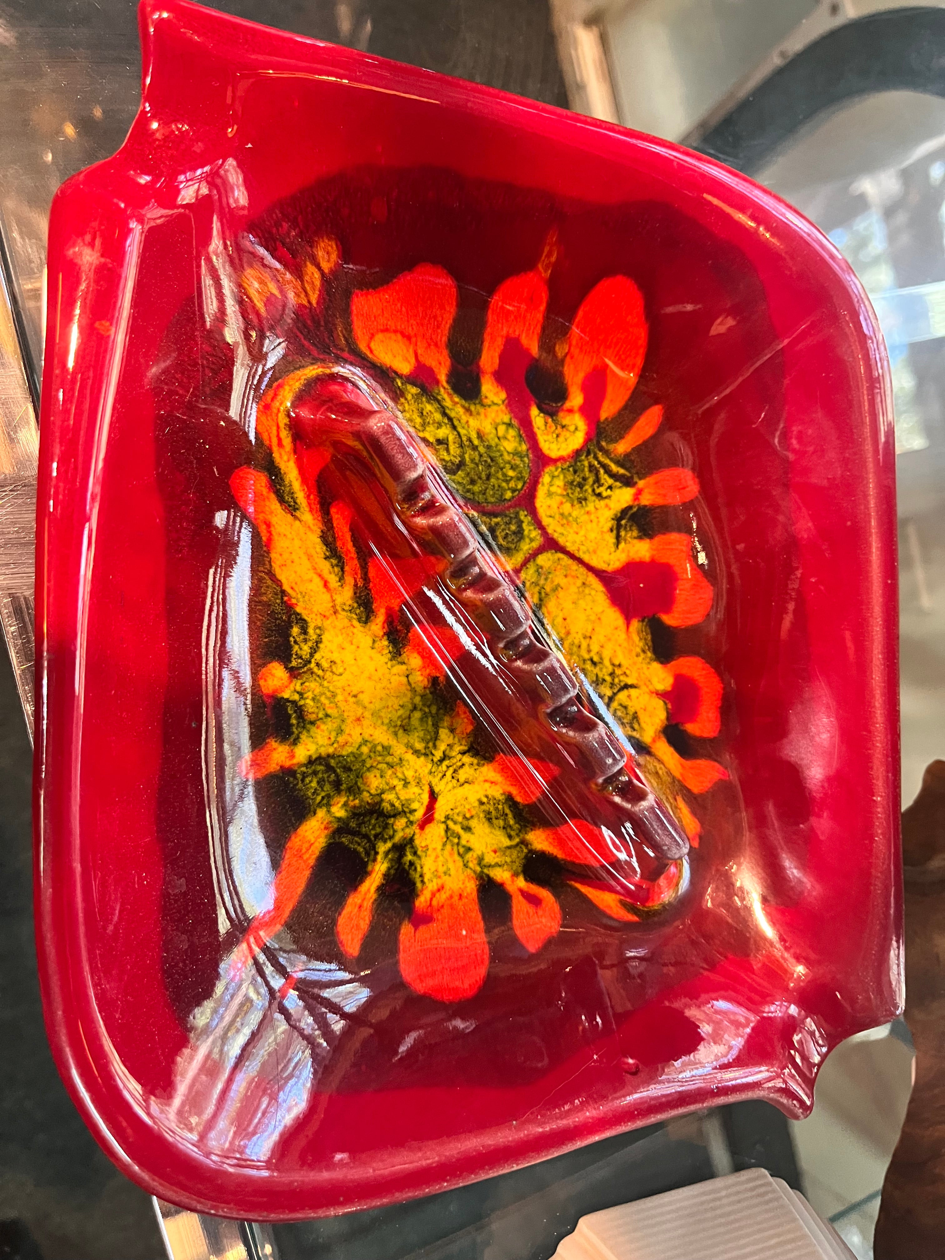 Large Colorful Vintage California Pottery Ashtray