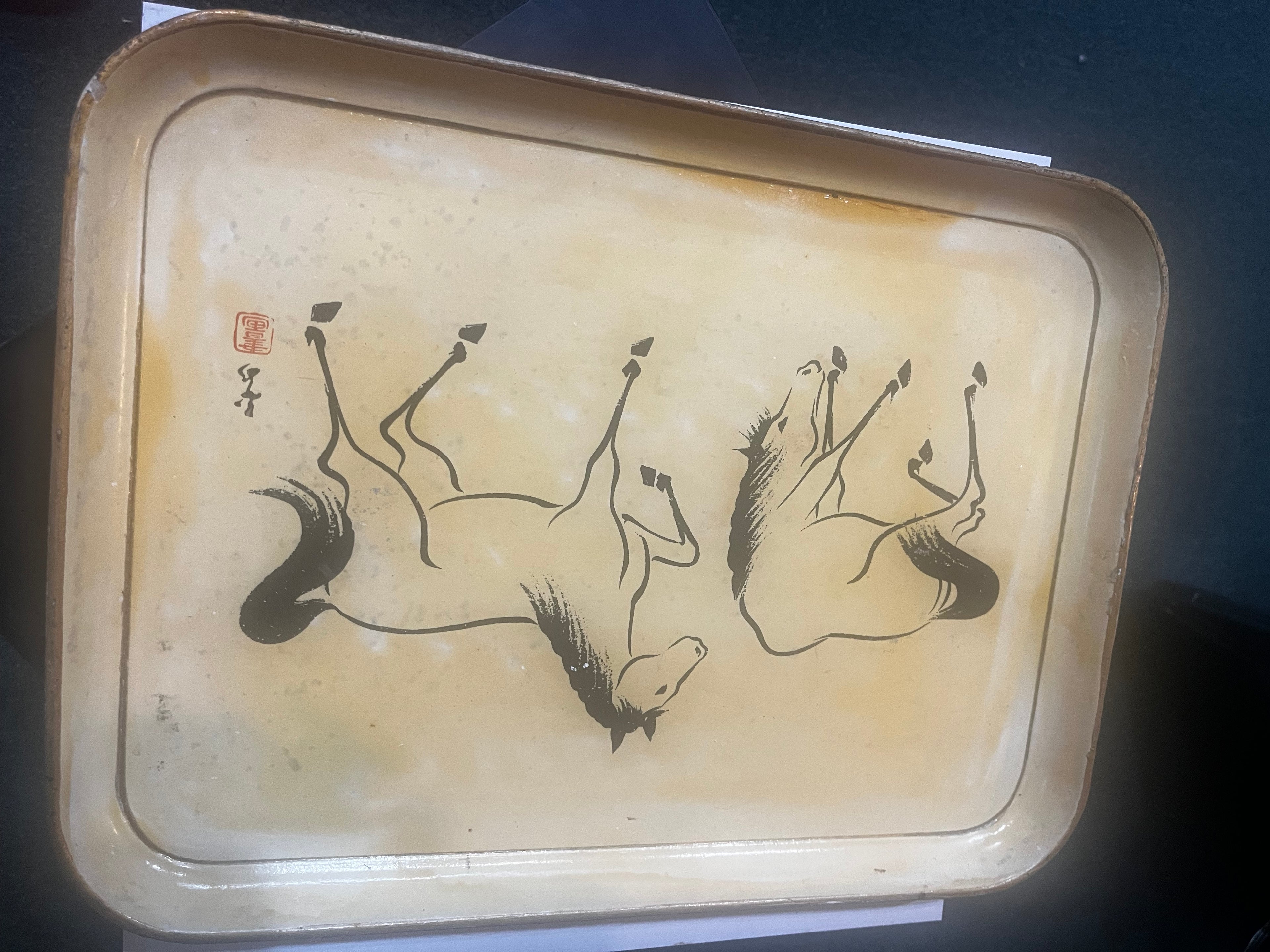 Vintage Japanese Tray- Horse Motif