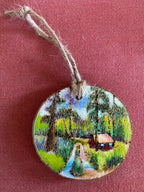 Woodburned Cabin Ornament by Jolene Paige