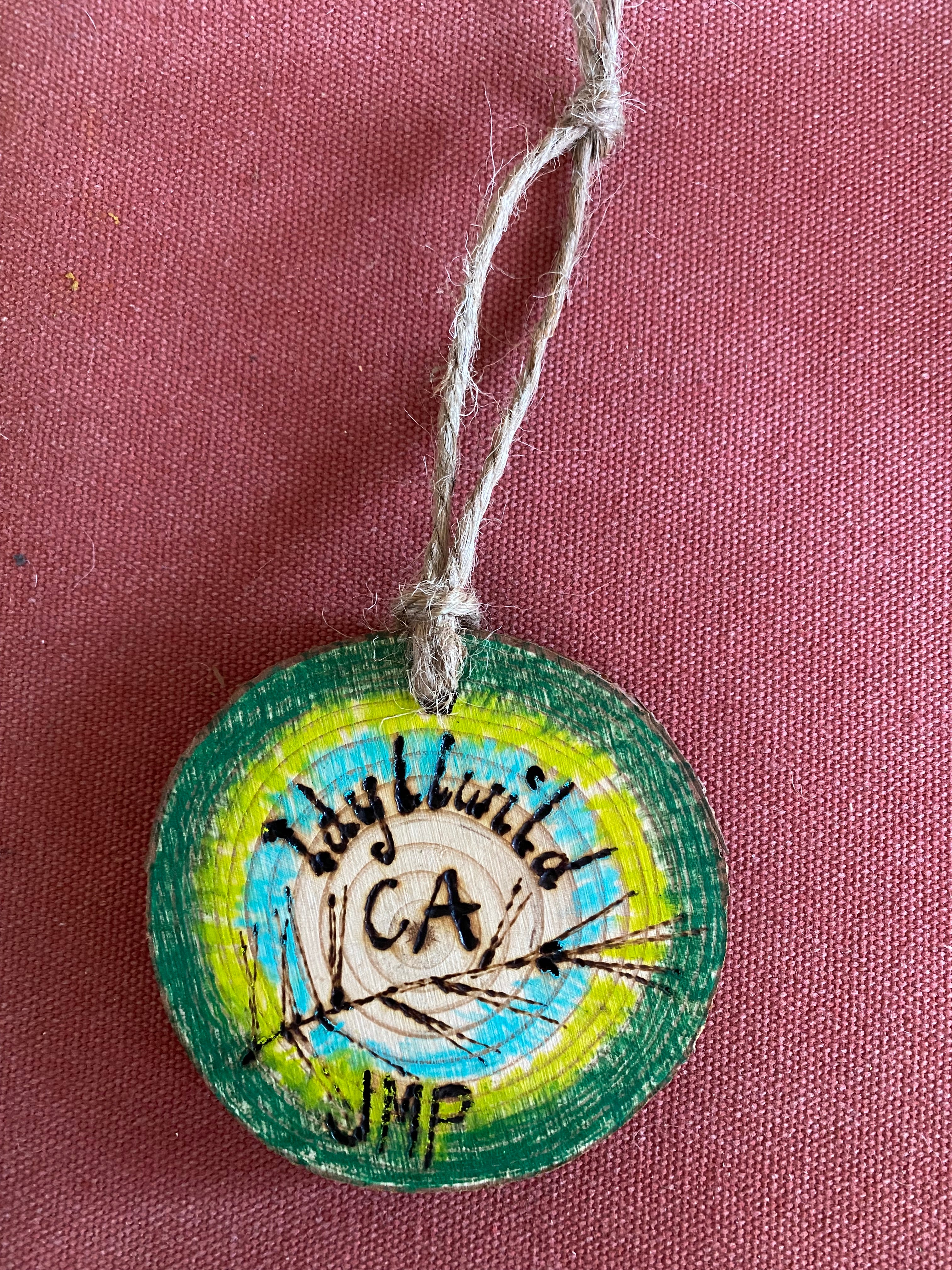 Woodburned Cabin Ornament by Jolene Paige