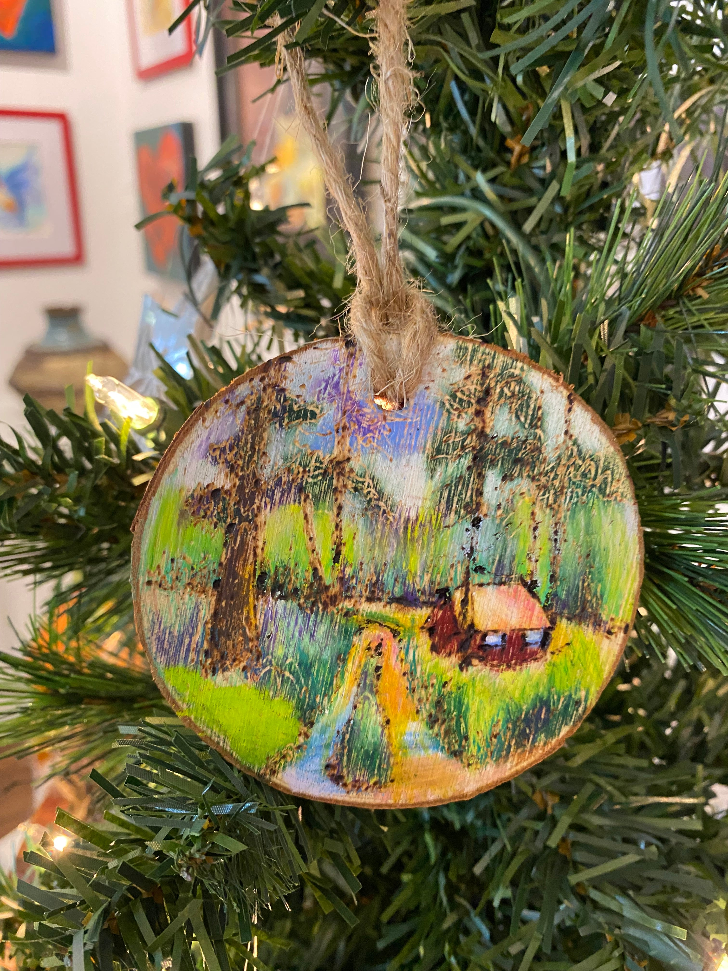 Wood Ornament Cabin by Jolene Paige