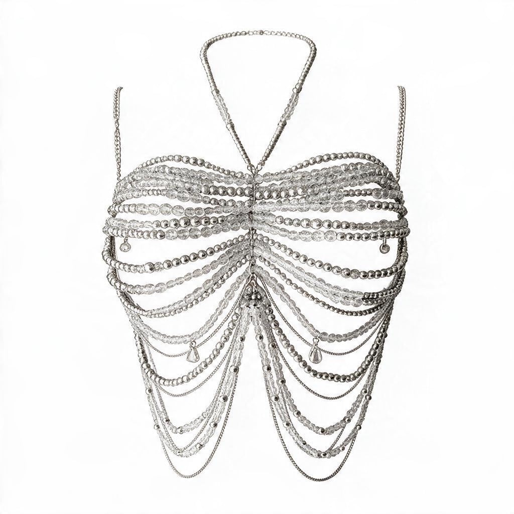 The Crystal Siren | Layered Beaded Halter Body Chain