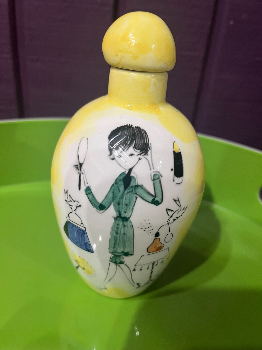 Vintage Handpainted Lidded Jar-Made in Italy 1960’s