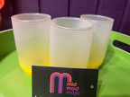 Set of 3 Yellow Frosted Vintage Juice Glasses