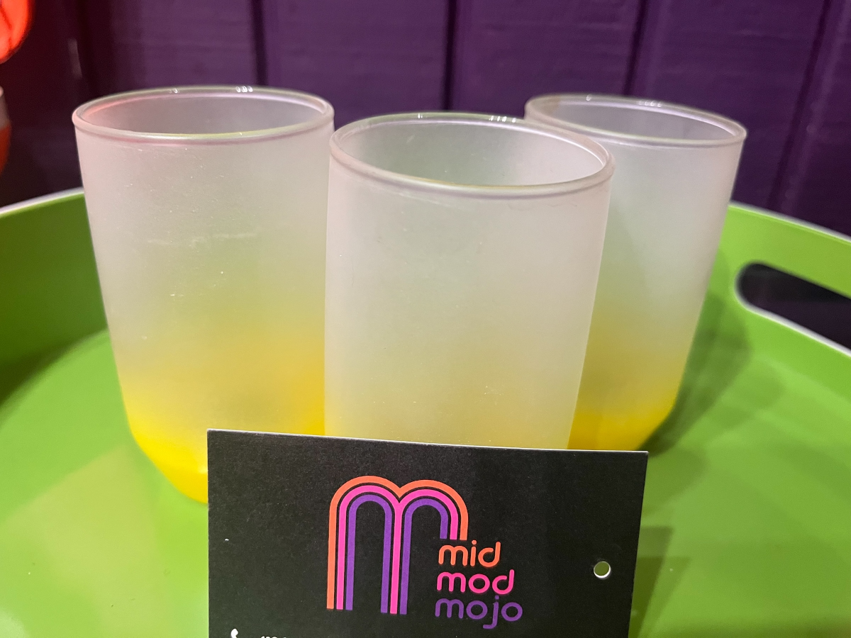 Set of 3 Yellow Frosted Vintage Juice Glasses