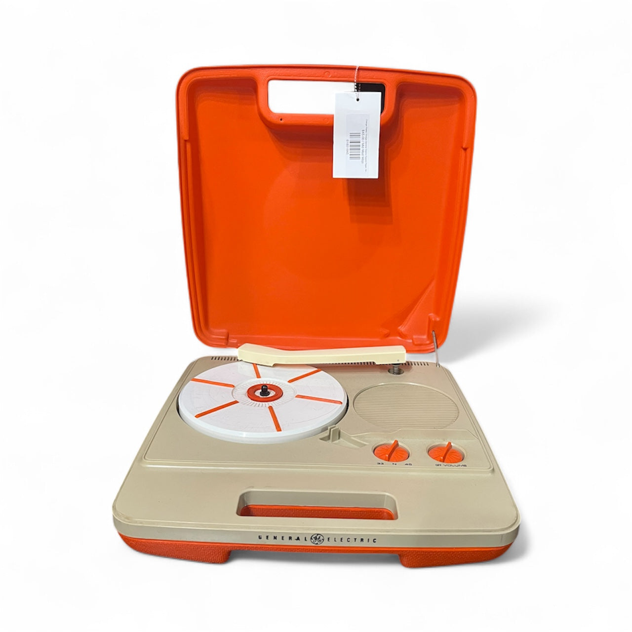 Orange Plastic Vintage General Electric Record Player