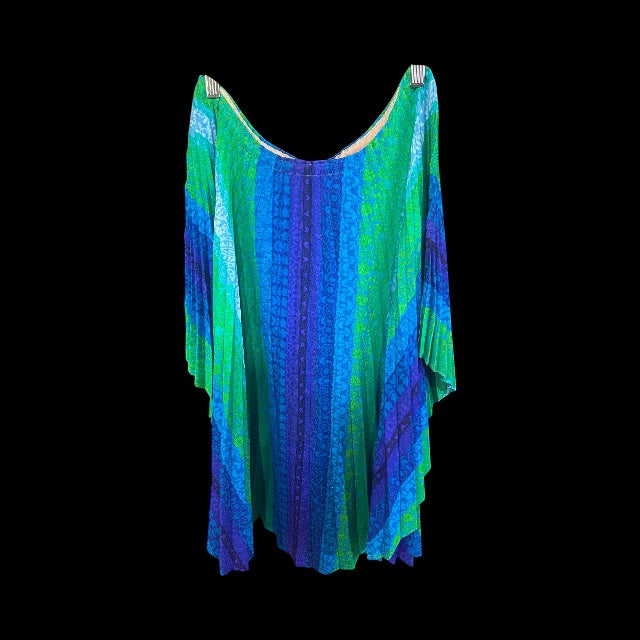 Vintage Pleated Top- Blue, Green & Purple