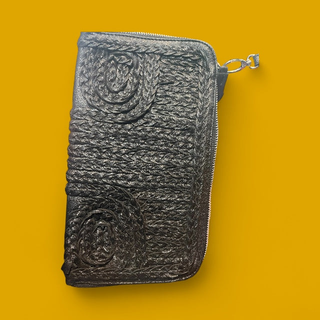 Black Woven Zippered Purse