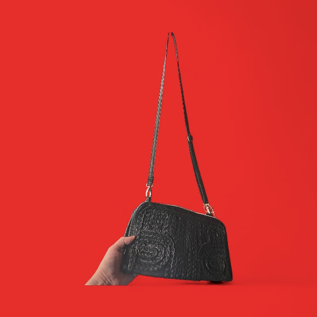 Black Woven Zippered Purse