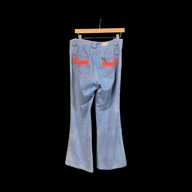 1970’s Flare “Disco Jeans” with Red Trimmed Back Pockets