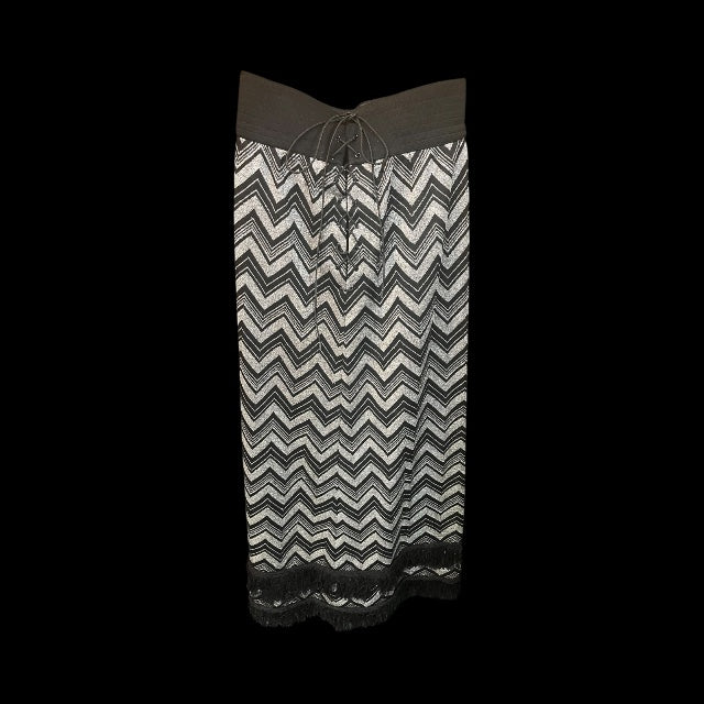 1970’s Lace Up Lurex Fringed Maxi Skirt