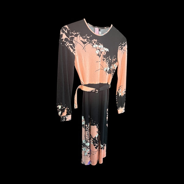 Vintage Pink & Black Long Sleeve Dress