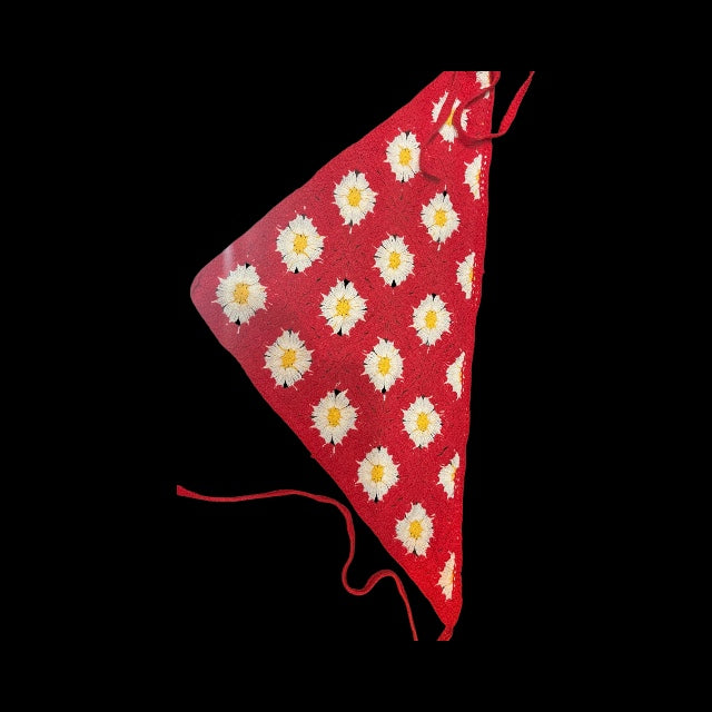Red Yellow & White Knit Hair Bandana