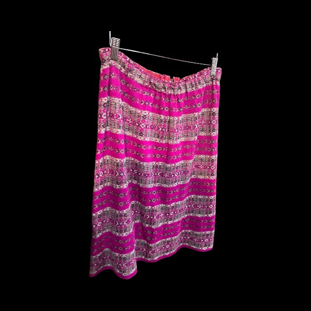 Vintage Fuschia Guatemalan Style Knit Mid Length Skirt