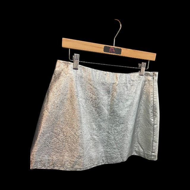 Silver Faux Leather Skirt