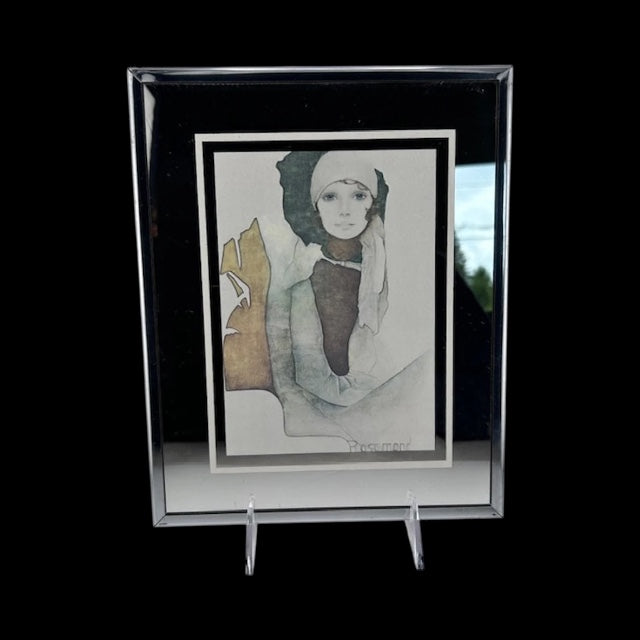 Vintage Christina Rosamond Chrome Framed Mirror Art