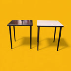 Small Mid Century Stacking Side Table Set- Black & White