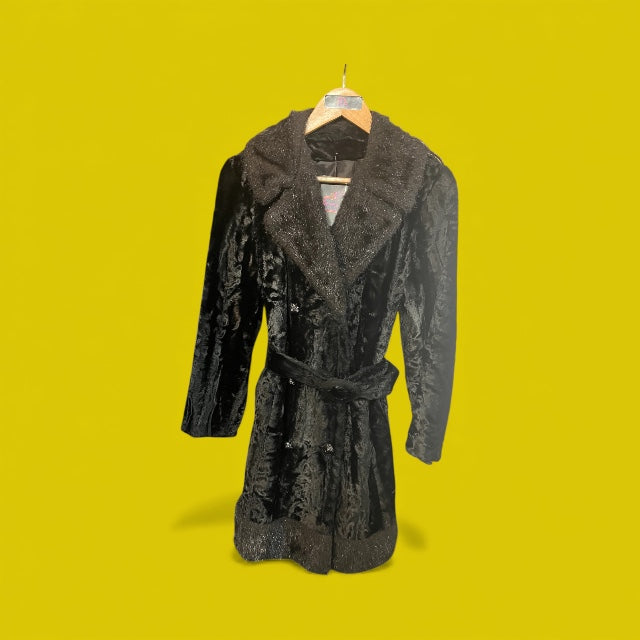 Vintage Black Faux Fur Princess Coat