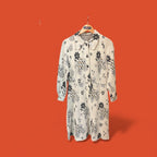 Adorable Knit Vintage Dress-Gray with Black Flowers