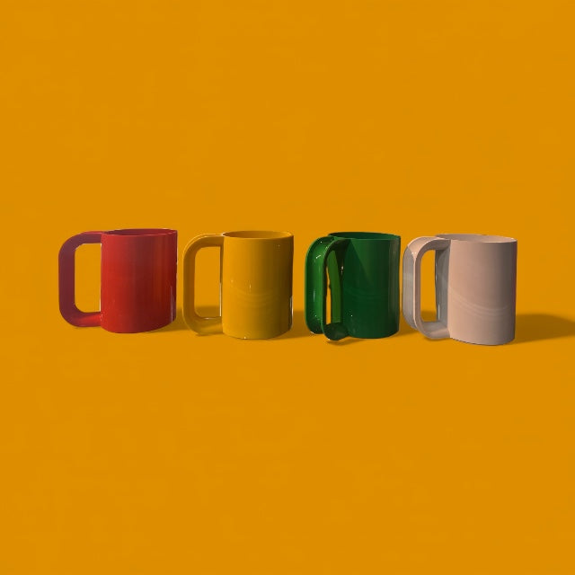 Set of 4 Colorful Vintage Massimo Vignelli Melamine Mugs