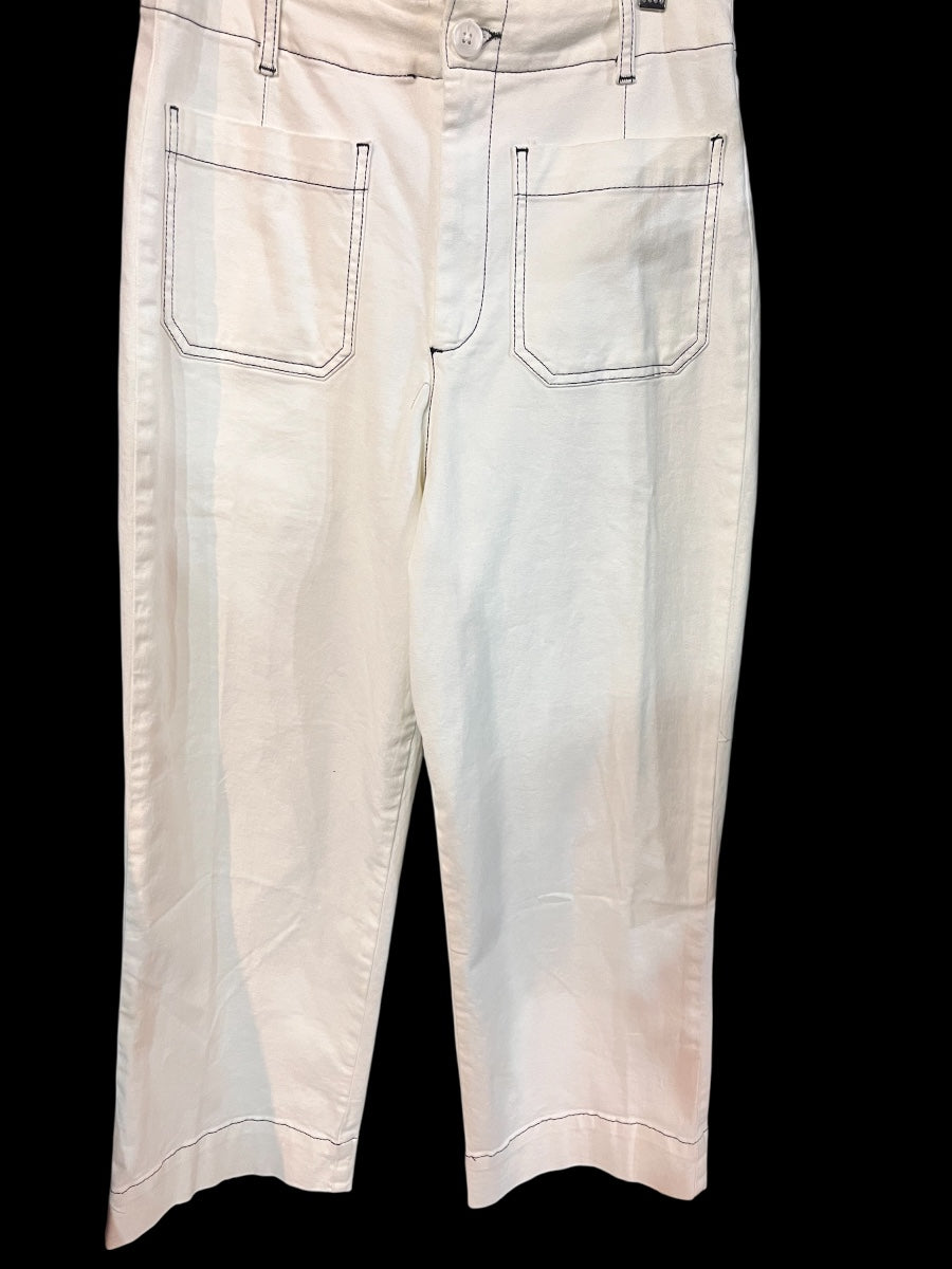 New without Tag Cream Cropped Pants with Black Stitching
