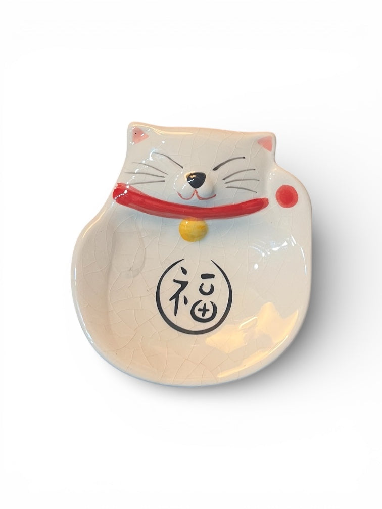 Vintage Maneki-neko "lucky cat" Small Trinket Dish or Spoon Rest
