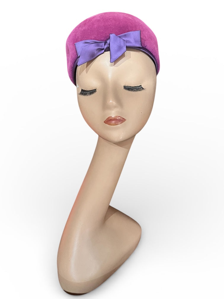 Adorable Vintage Velvet Rasberry Beret