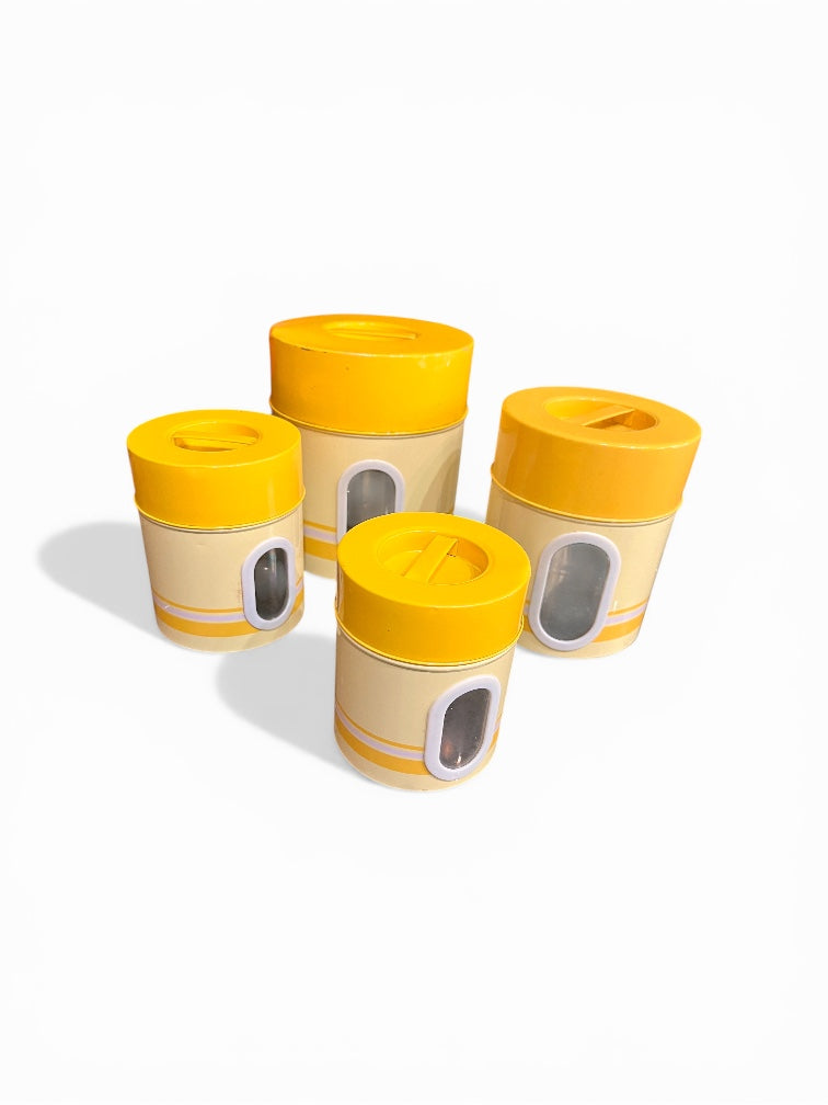 Set of 4 Vintage Yellow Canisters