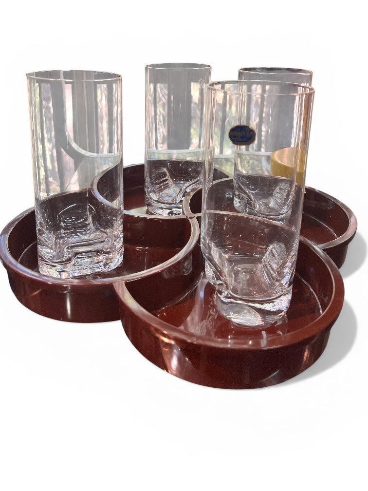 Set of 4 Vintage New Old Stock  Bohemia Crystal Rock Glasses,