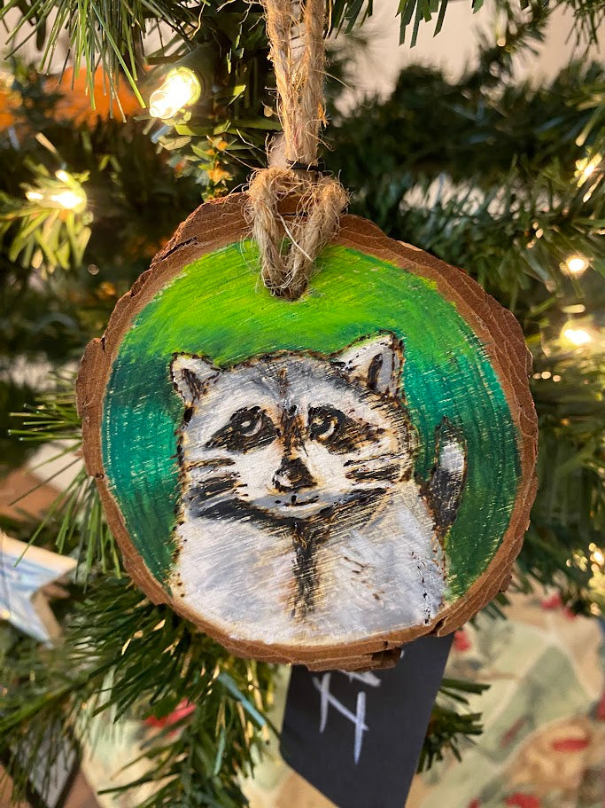 Raccoon Woodart by Jolene Paige