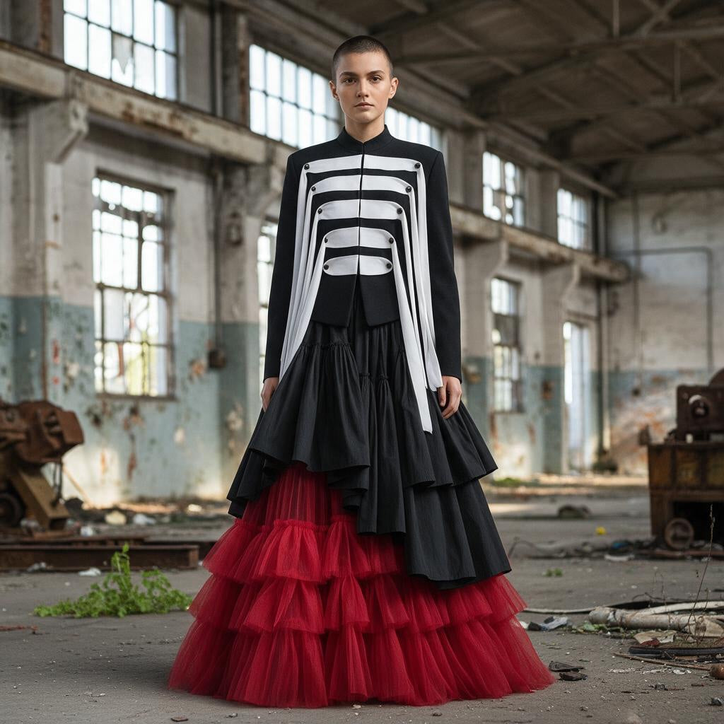 The Defiant Conductor | Avant-Garde Military Ribbon Blazer